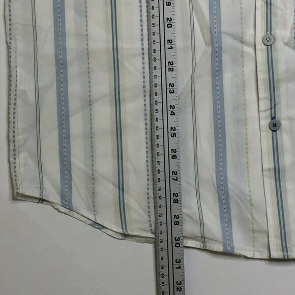 Cubavera Men's Button Up Short Sleeve Collared Shirt White Striped Size XL - Picture 9 of 10